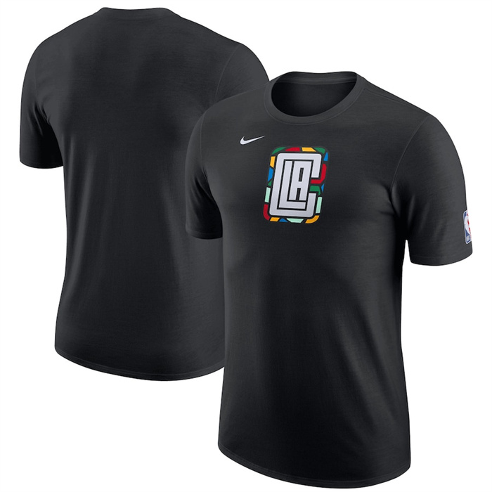 Men's Los Angeles Clippers Black 2022/23 City Edition Essential Warmup T-Shirt - Click Image to Close